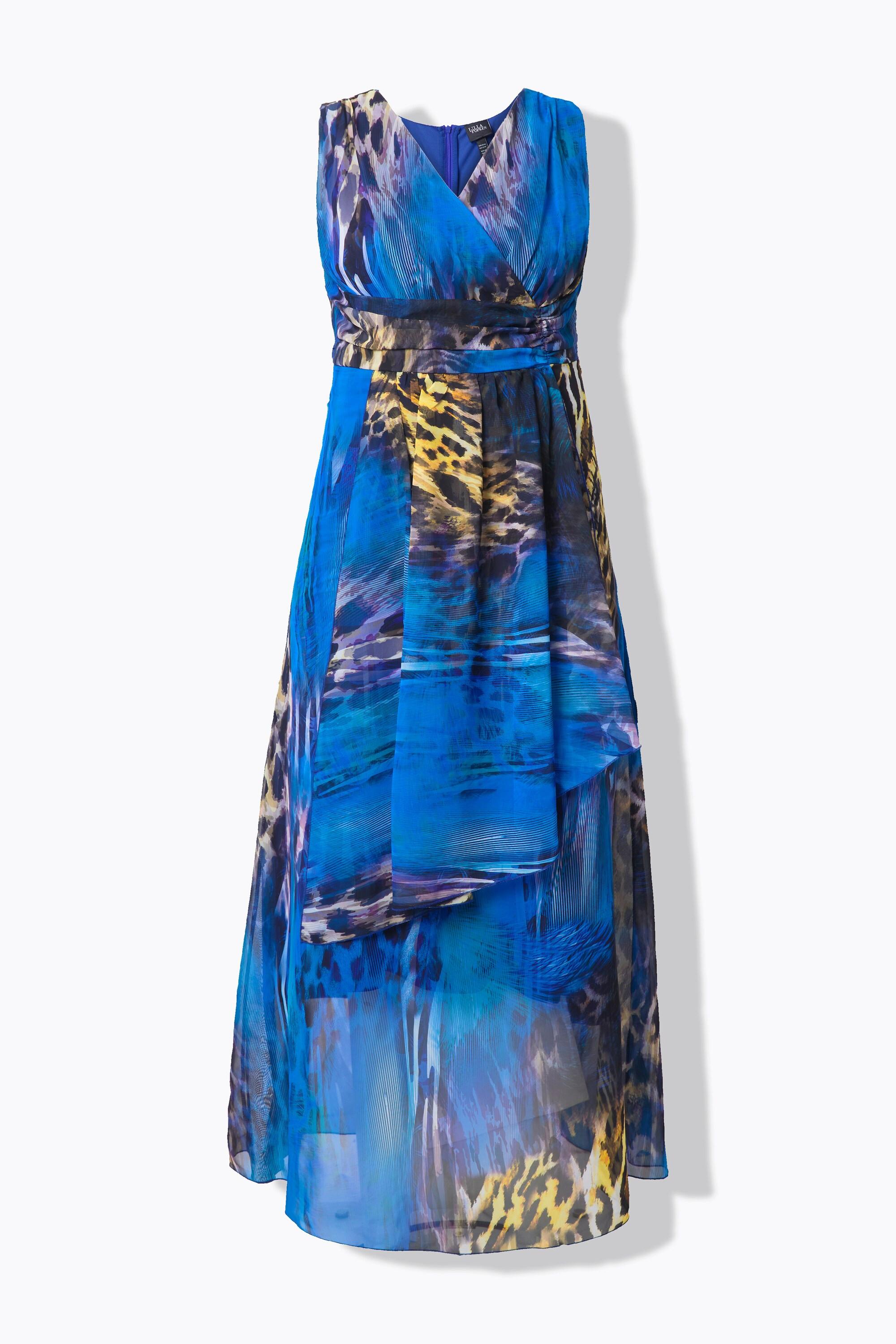 Ulla Popken Maxi Chiffonkleid ärmellos Leo-Druck  