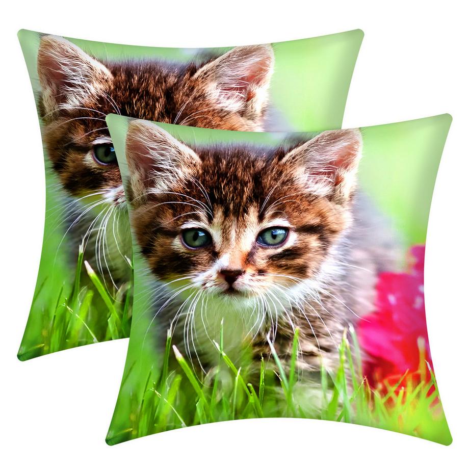 Avizar 2 Stk. Kissenbezüge Kätzchen im Garten  
