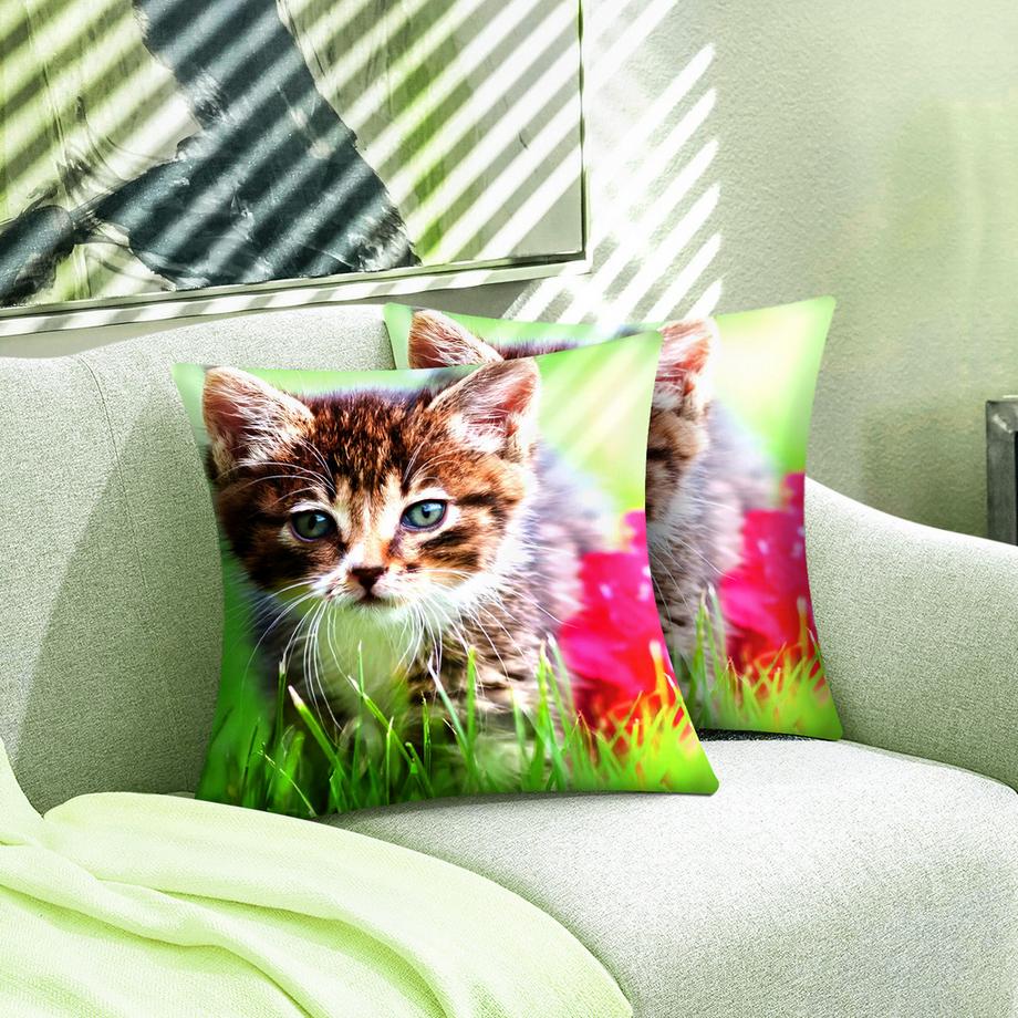 Avizar 2 Stk. Kissenbezüge Kätzchen im Garten  