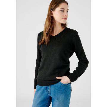 Pull col V maille jersey souple.