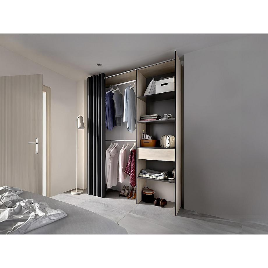 Vente-unique Kleiderschrank Kleiderschranksystem Eichefarben LAURENT  