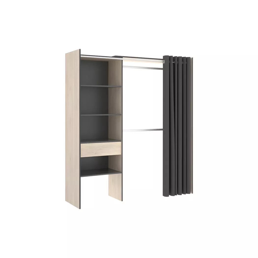 Vente-unique - Dressing extensible LAURENT  Chêne, One Size, Anthracite