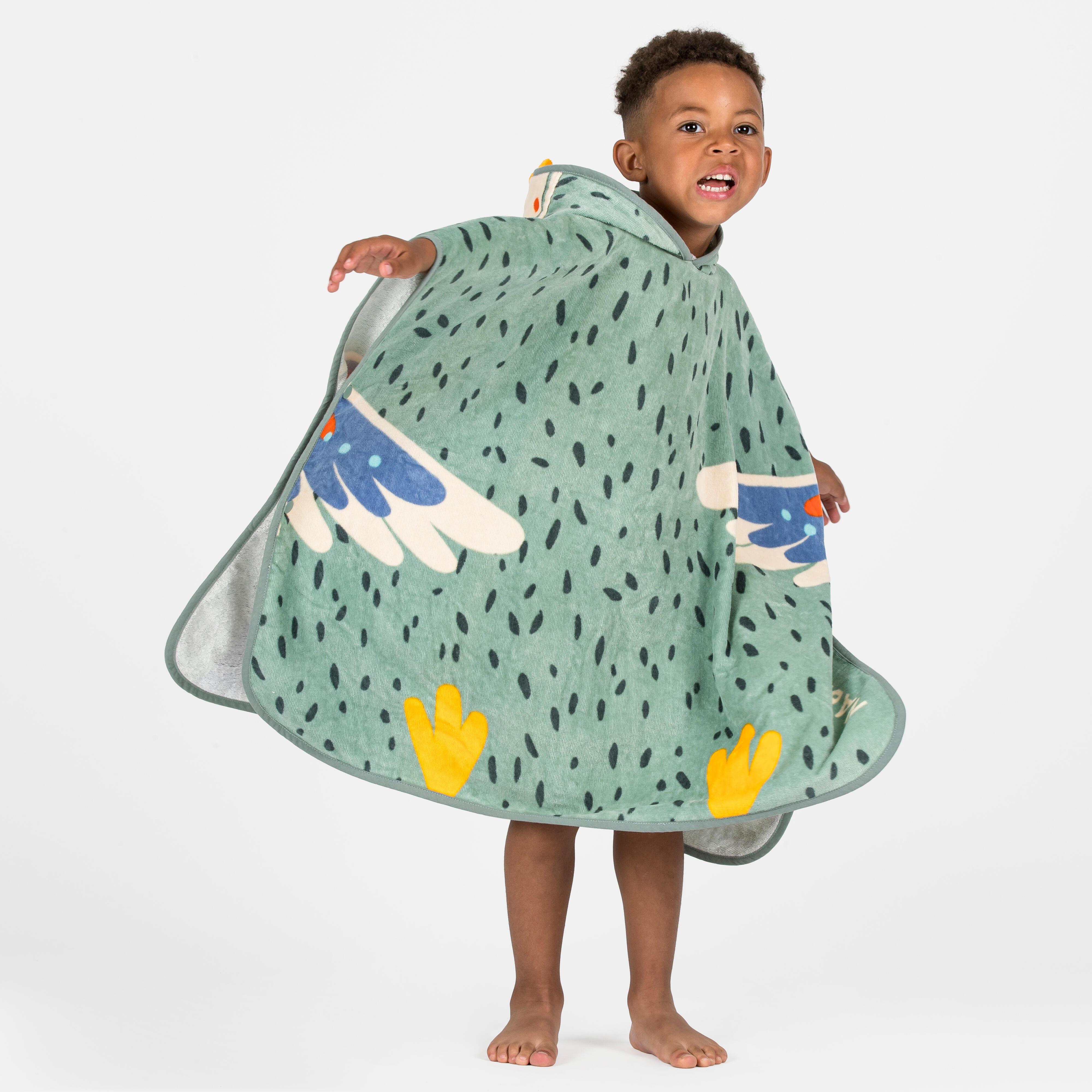 NABAIJI  Poncho Baby mit Kapuze Tiermuster Baumwolle 