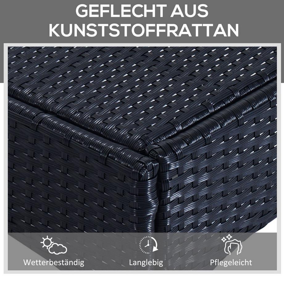 Northio Sonnenliege Gartenliege Tisch 3Er-Set Gartenmöbel, Polyrattan+Metall Schwarz+Cremeweiß  