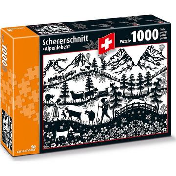 Puzzle Scherenschnitt Alpenleben