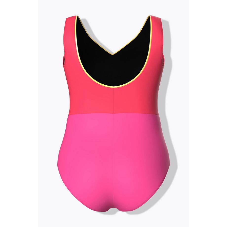 Ulla Popken Costume intero bicolore scollo a V bordo glitterato  