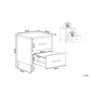 Beliani Comodino 2 cassetti en Acciaio Moderno MALAVI  