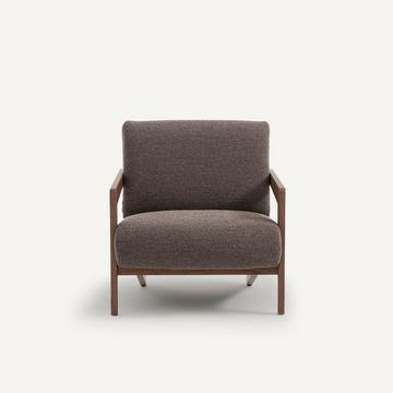 Fauteuil noyer massif et bouclette