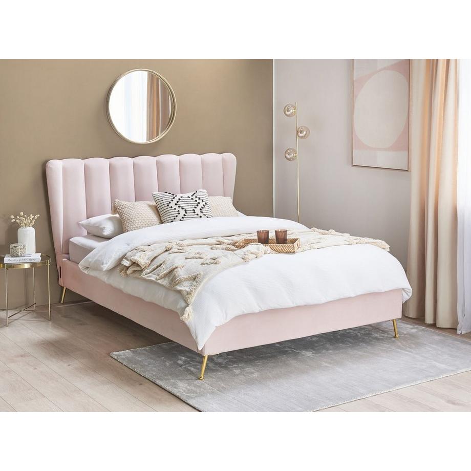 Beliani Letto con rete a doghe en Velluto Moderno MIRIBEL  