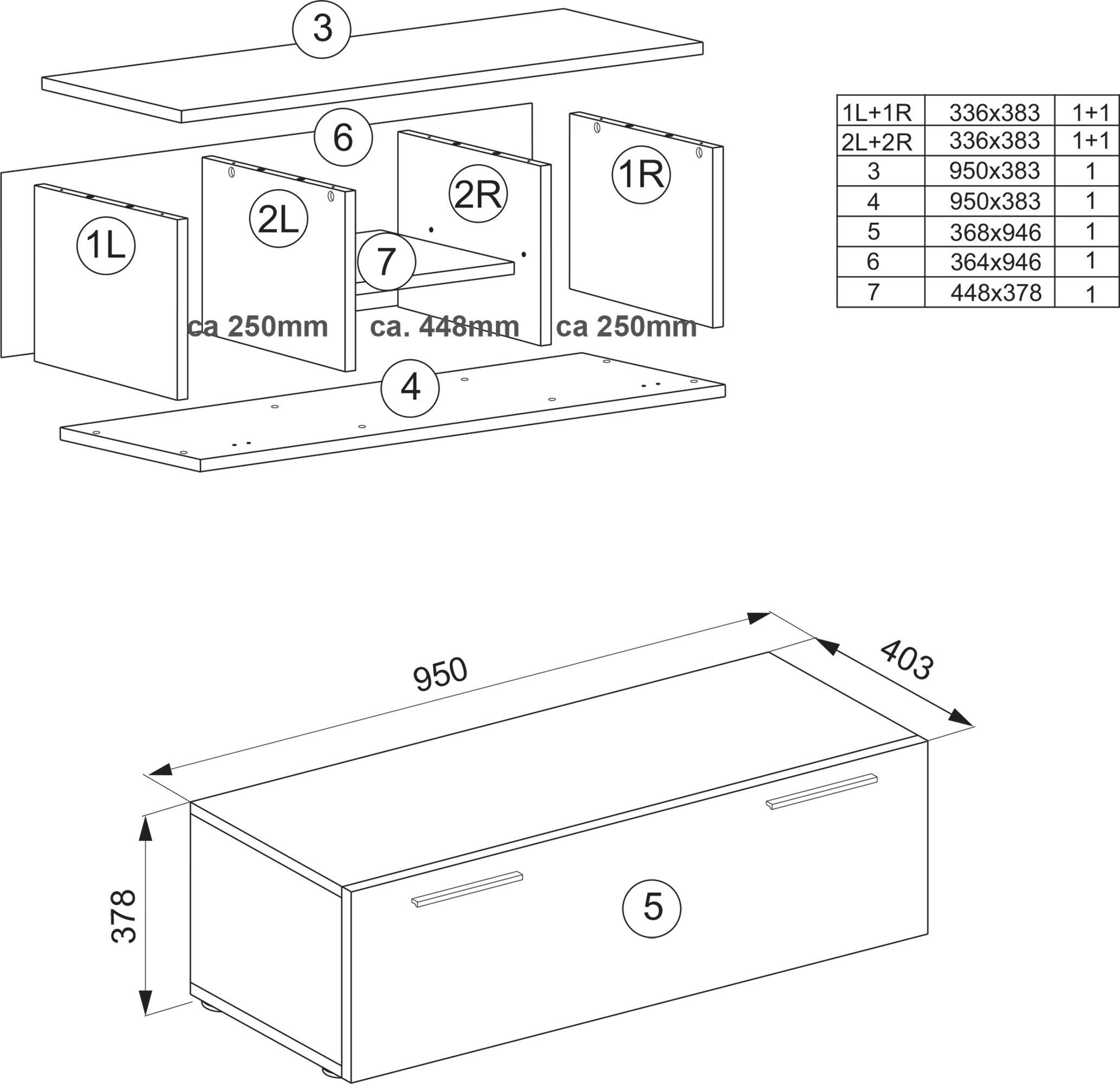 VCM Tableau TV mural en bois Tableau bas suspendu Armoire TV suspendue Armoire murale Table Fernso  
