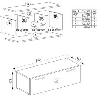 VCM Tableau TV mural en bois Tableau bas suspendu Armoire TV suspendue Armoire murale Table Fernso  
