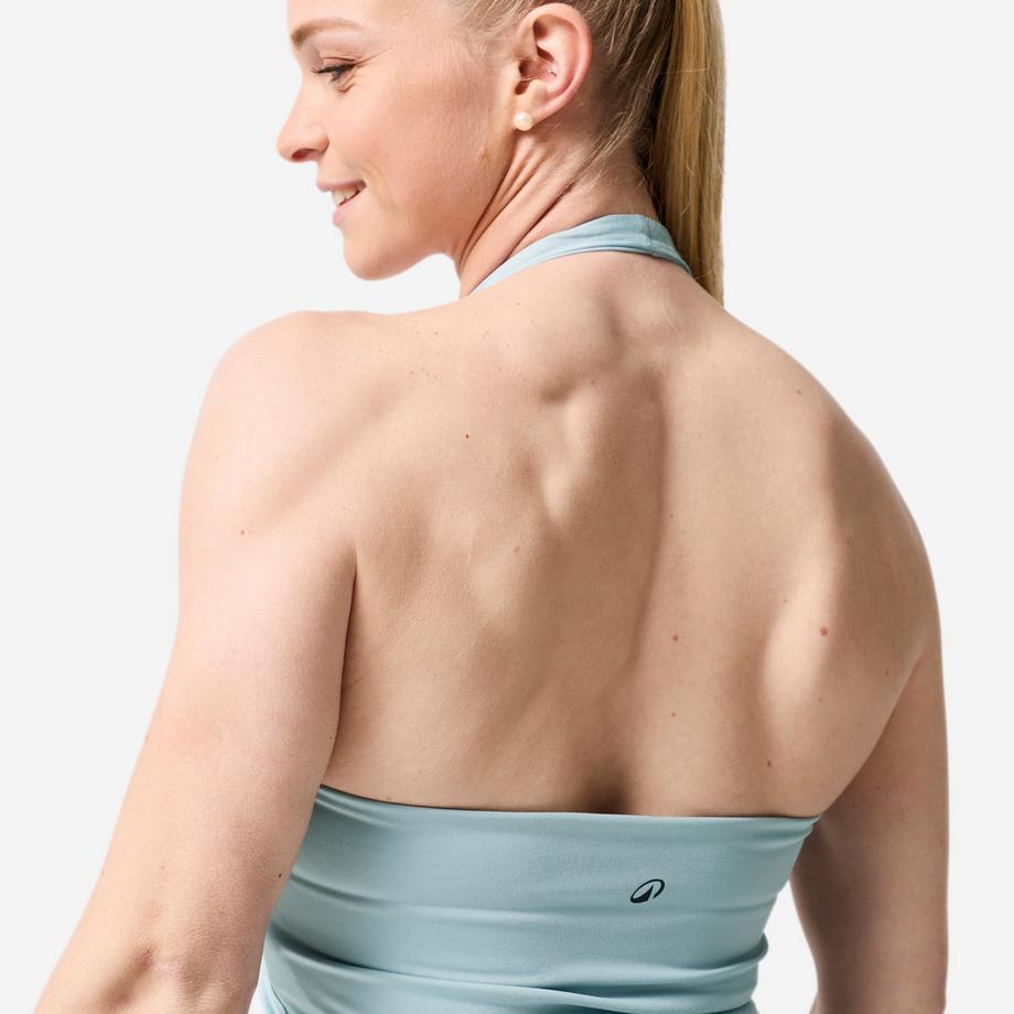 DOMYOS  Débardeur de musculation dos nu femme, bleu gris 