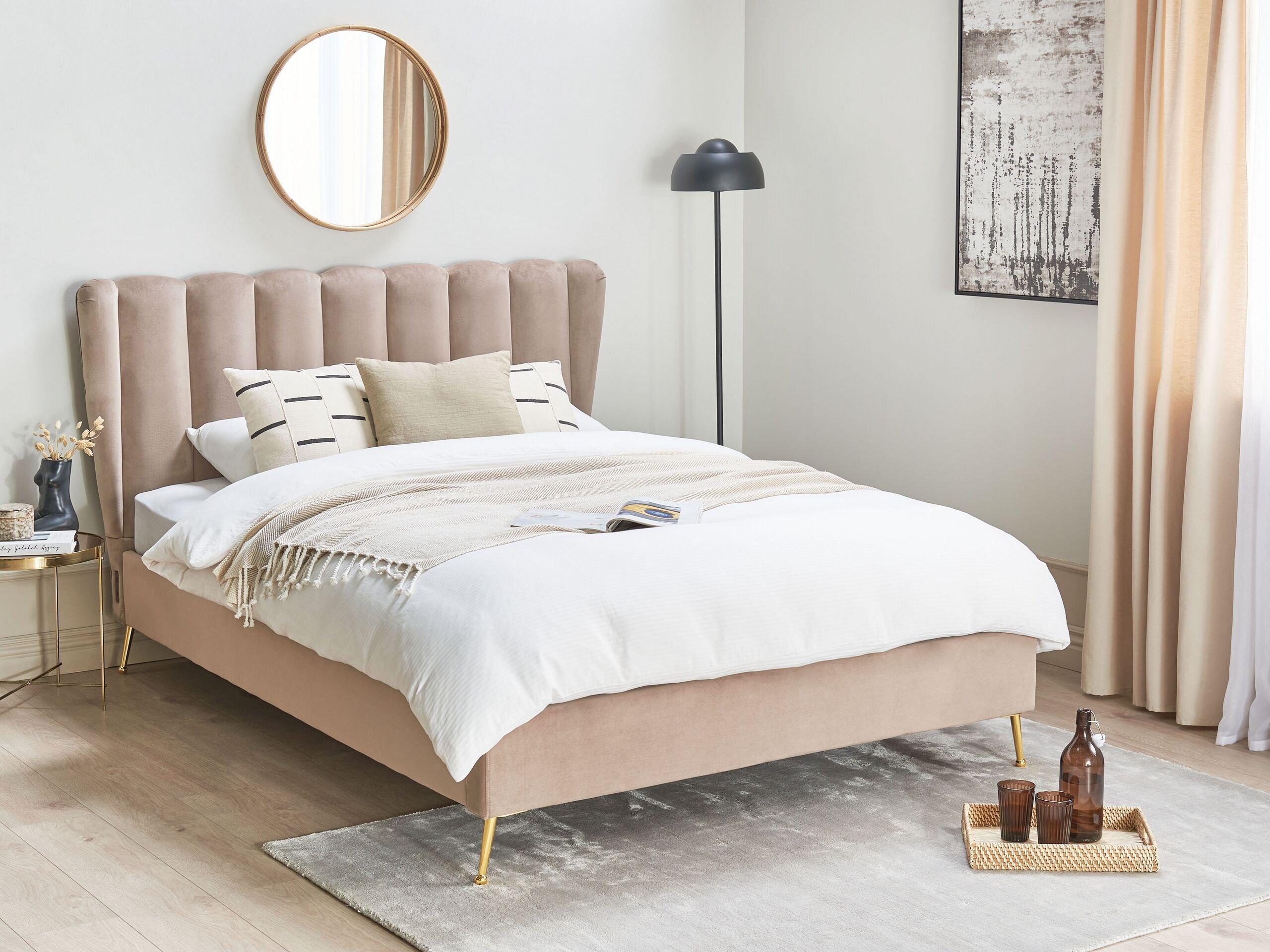 Beliani Bett mit Lattenrost aus Samtstoff Modern MIRIBEL  