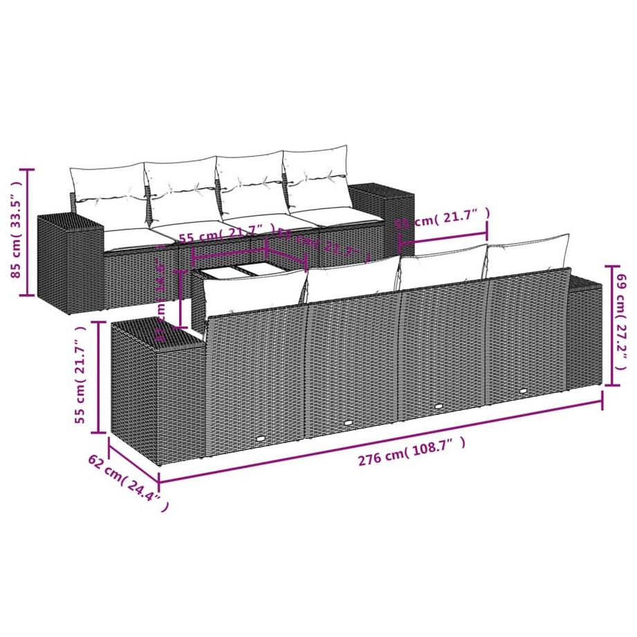 VidaXL set divano da giardino Polirattan  