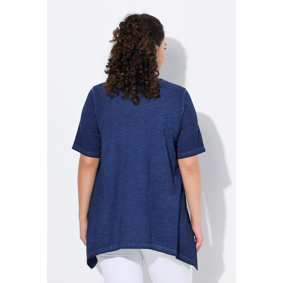 Ulla Popken Cold Dyed A-Linie V-Ausschnitt Halbarm T-Shirt  