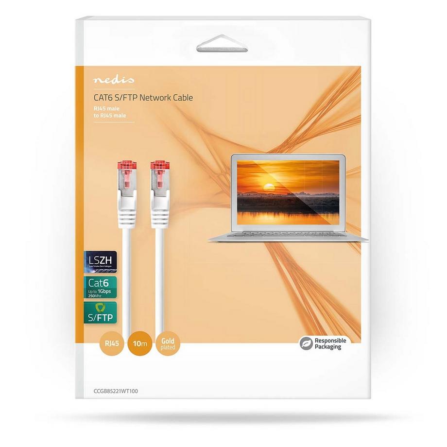 Nedis  CAT6 Netzwerkkabel | RJ45 Stecker | RJ45 Stecker | S/FTP | 10,0 m | Rund | LSZH / PVC | Weiß | Blister 