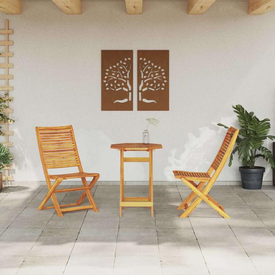 VidaXL Ensemble bistro pliant bois d'acacia massif  