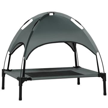 Hundeliege Outdoor Dach Erhöht Atmungsaktiv Taftstoff Grau 76X61X73Cm