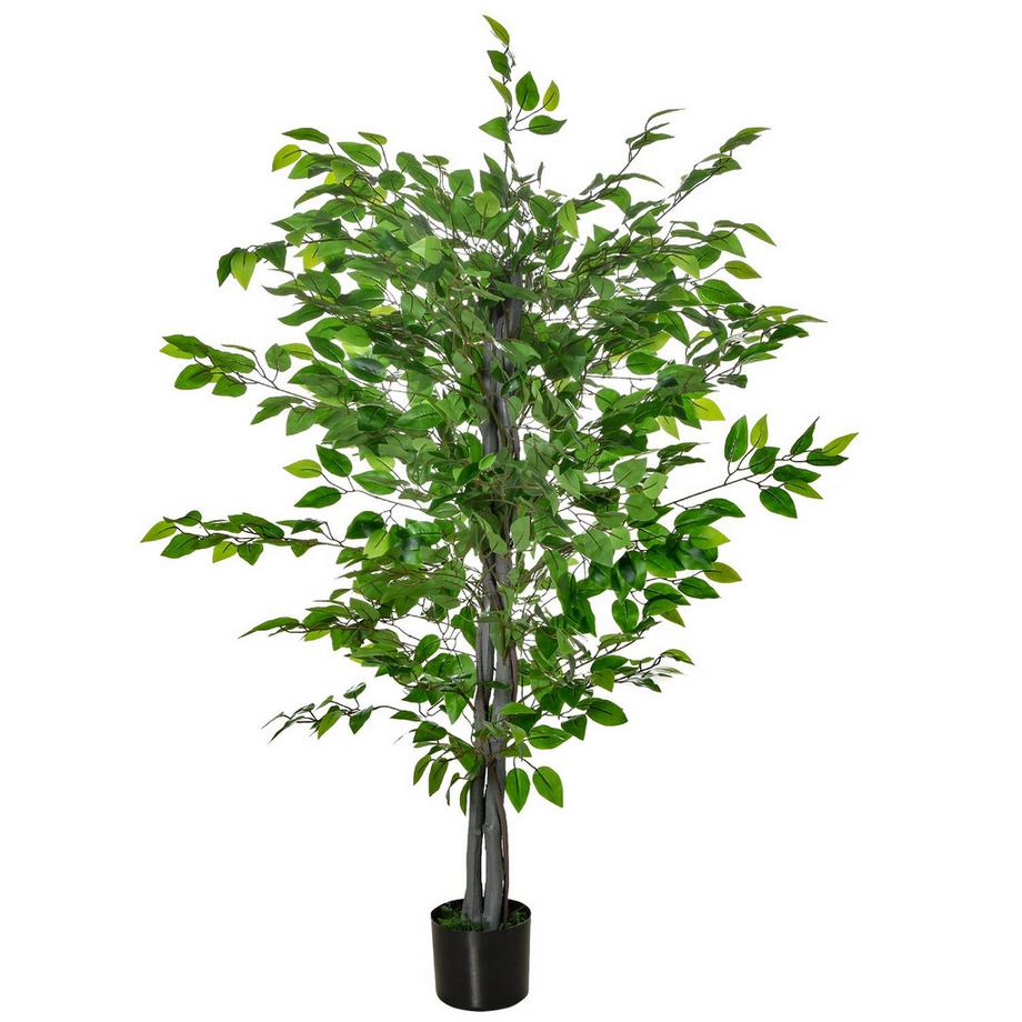 Northio  Ficus artificiel de grande taille, plante artificielle de 135 cm, plantes artificielles en plastique, ficus en pot, arbre artificiel comme du vrai avec du ciment, gazon artificiel pour salon, chambre à coucher, bureau, jardin Aosom 