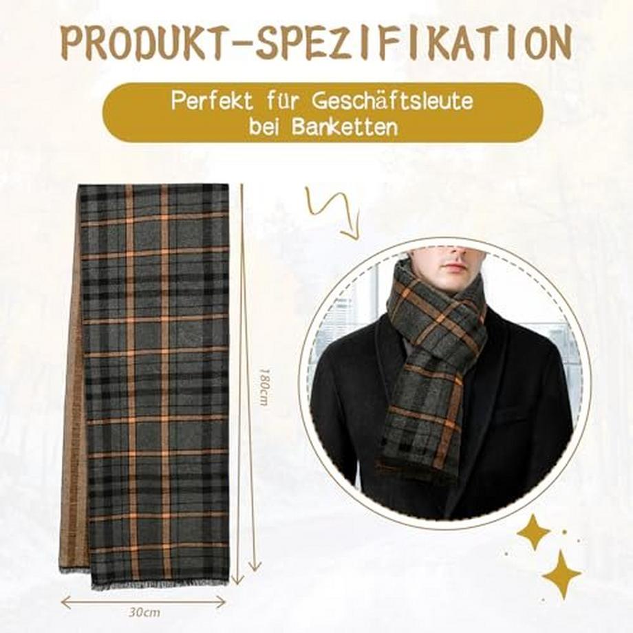 Only-bags.store Gestrickter karierter Winterschal Grau Gelb  