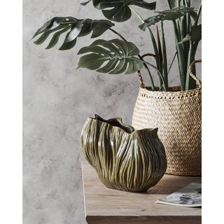 Beliani Blumenvase aus Steinzeug Modern WATERLILIES  