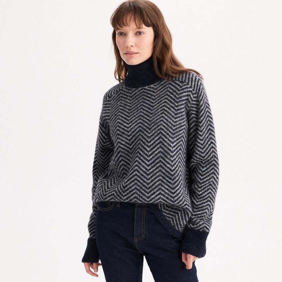 La Redoute Collections Maglione a collo alto con motivo a spina di pesce  