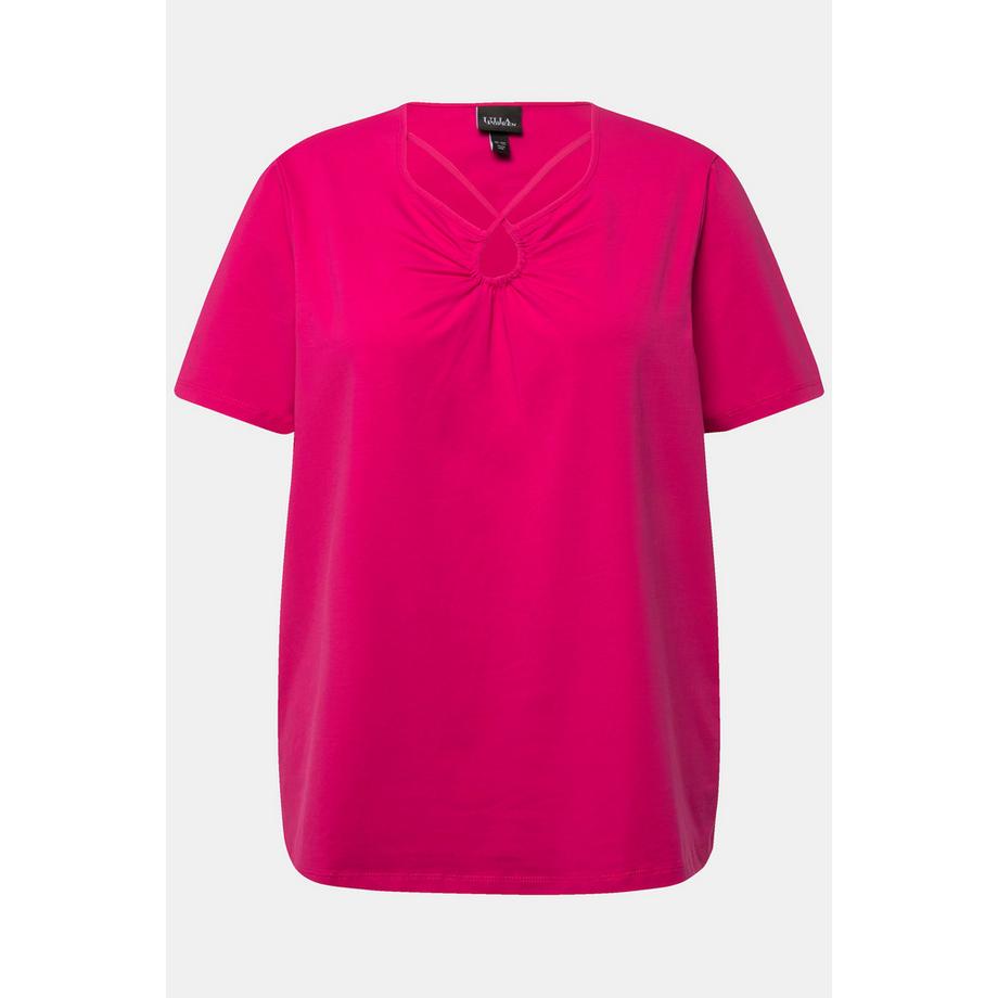 Ulla Popken T-shirt Rubans Fantaisie Découpe Manches Courtes  