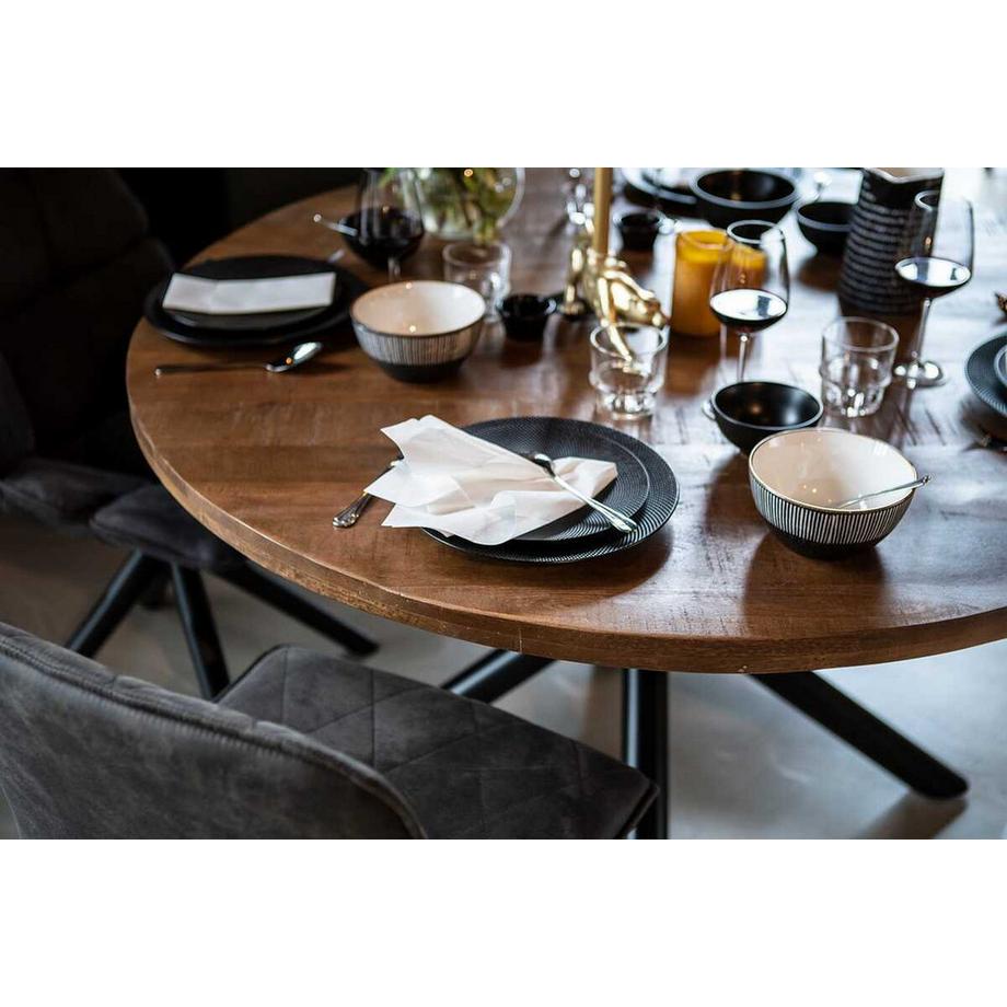 mutoni Table en bois massif ronde 150x150  