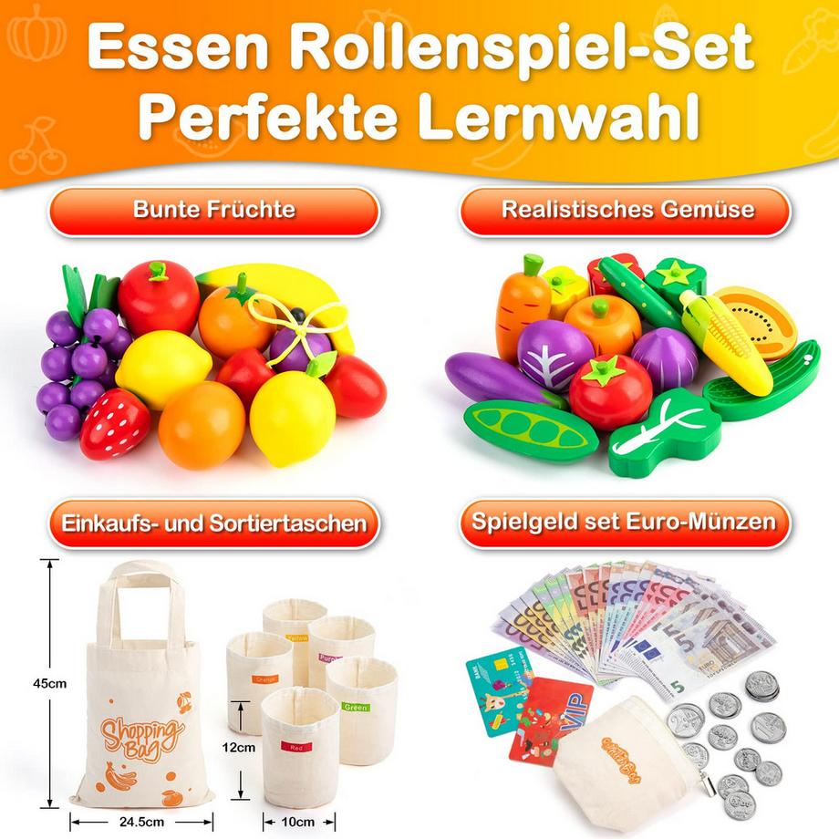 Activity-board  Kaufladenzubehör aus Holz, Spielnahrung, Kinderküchenzubehör, Kaufladenzubehör 