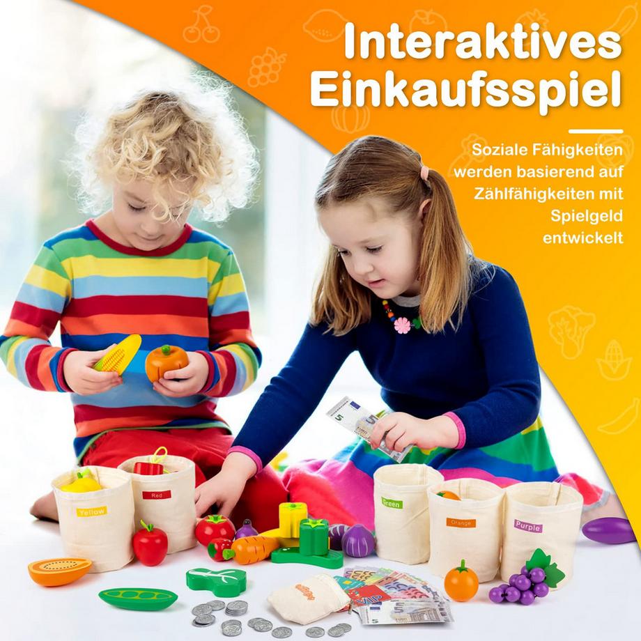 Activity-board  Kaufladenzubehör aus Holz, Spielnahrung, Kinderküchenzubehör, Kaufladenzubehör 