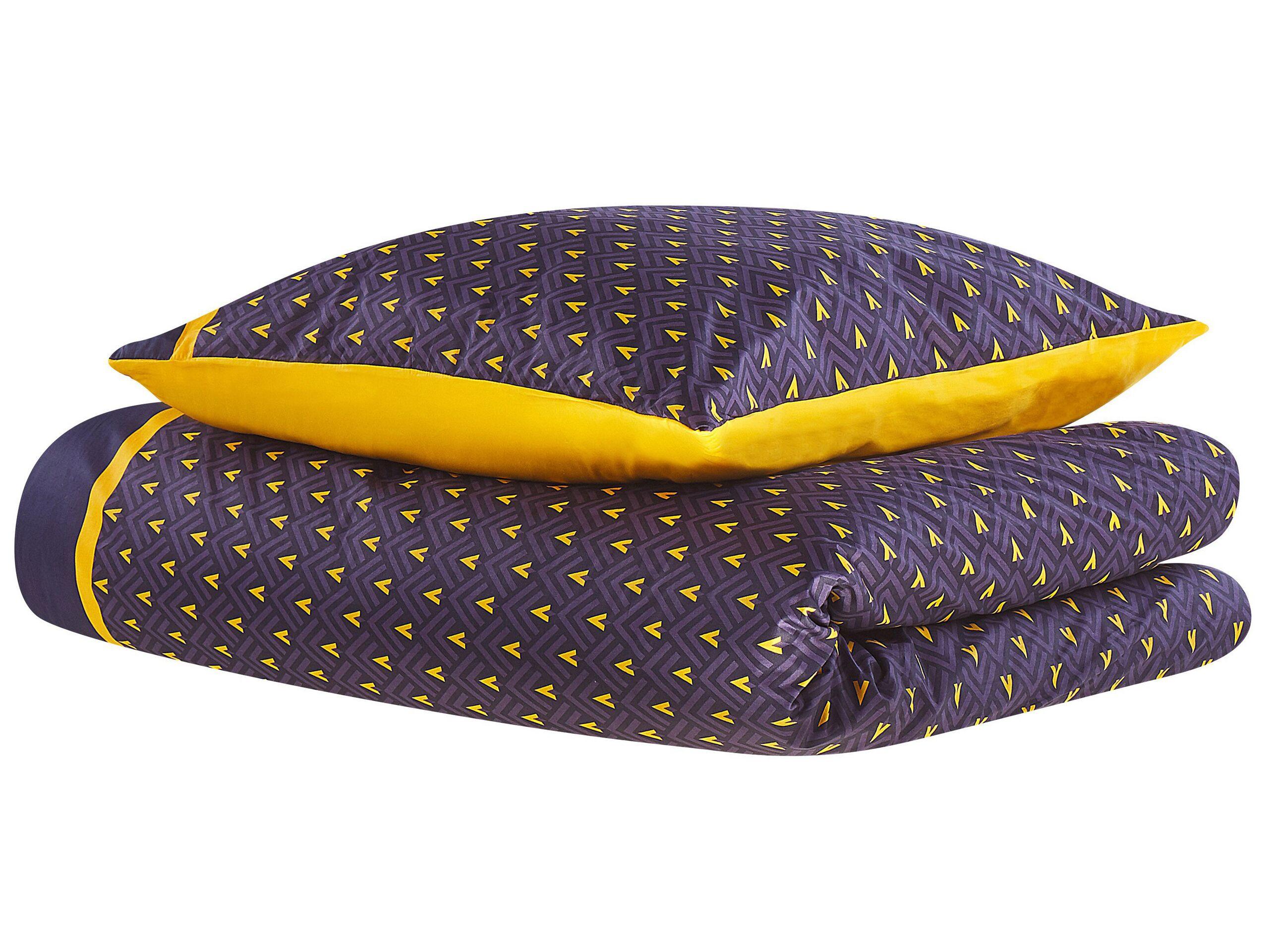 Beliani Wallingford Set Copripiumino in Raso di Cotone Moderno  