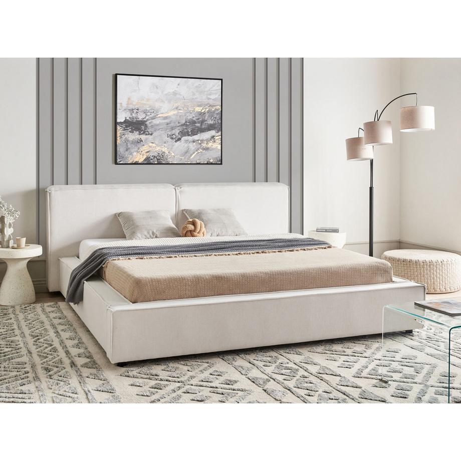 Beliani Lit avec sommier en Tissu Minimaliste LINARDS  