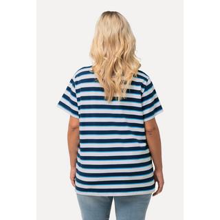 Ulla Popken  T-Shirt, Streifenmix, Relaxed, Rundhals, Halbarm 