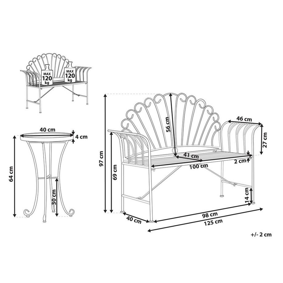Beliani Bistro Set aus Eisen  CAVINIA  