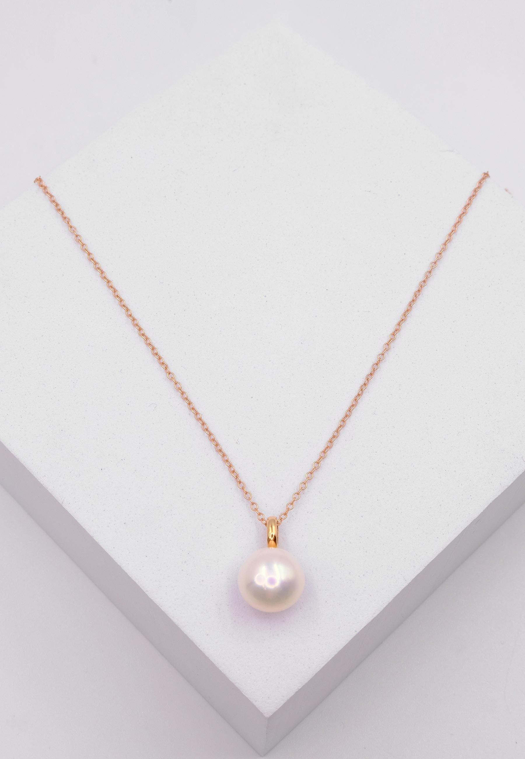 MUAU Schmuck  Anhänger Roségold 585 Süsswasserperle 10-11mm 