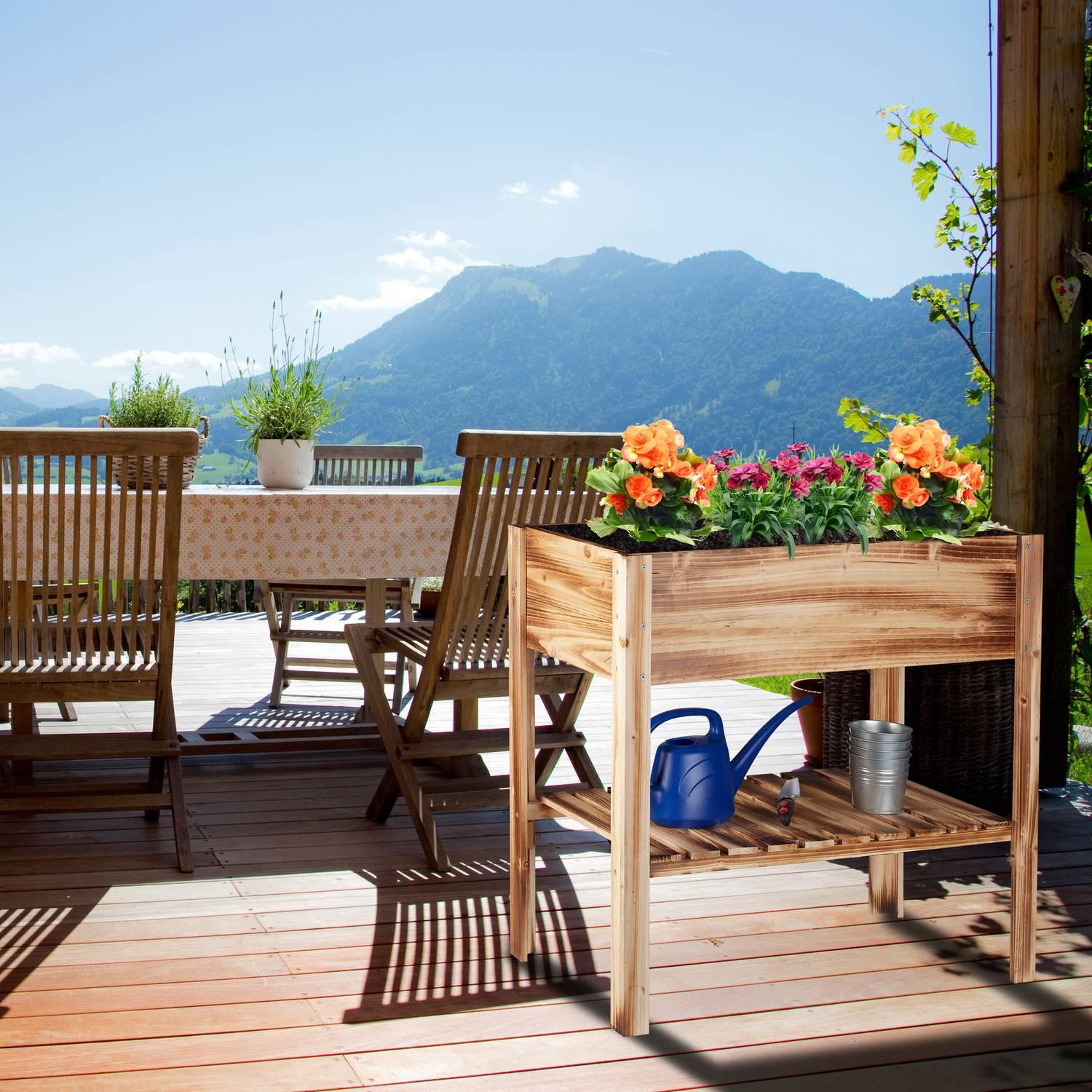 B2X Hochbeet Holz geflammt  