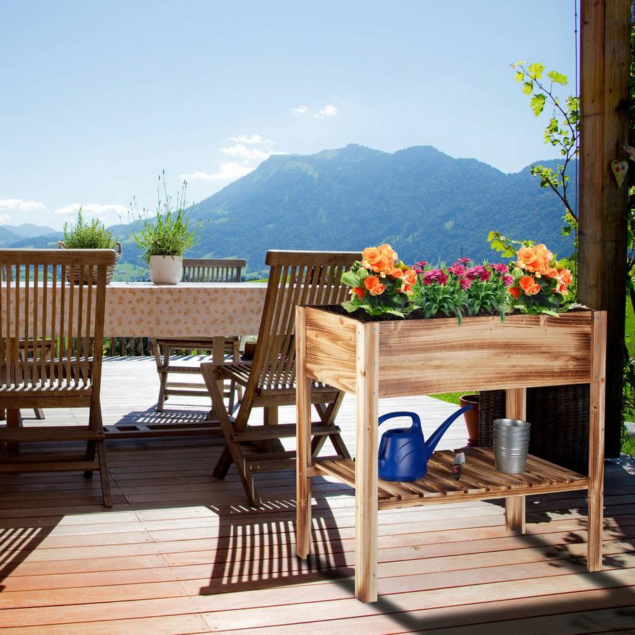 B2X Letto rialzato in legno fiammato  