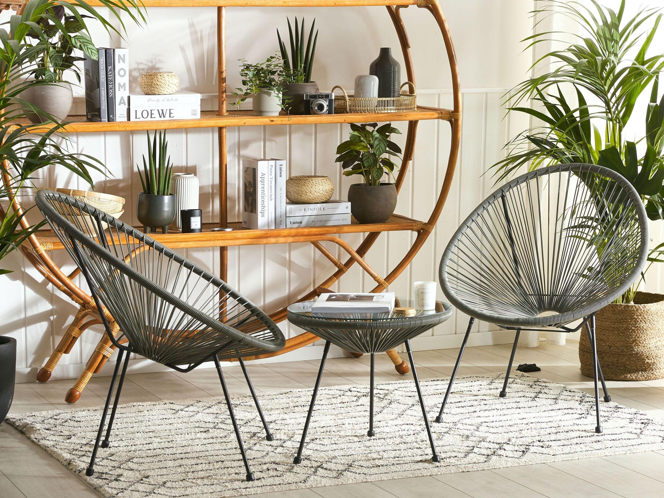 Beliani Bistro Set aus PE Rattan Boho ACAPULCO II  