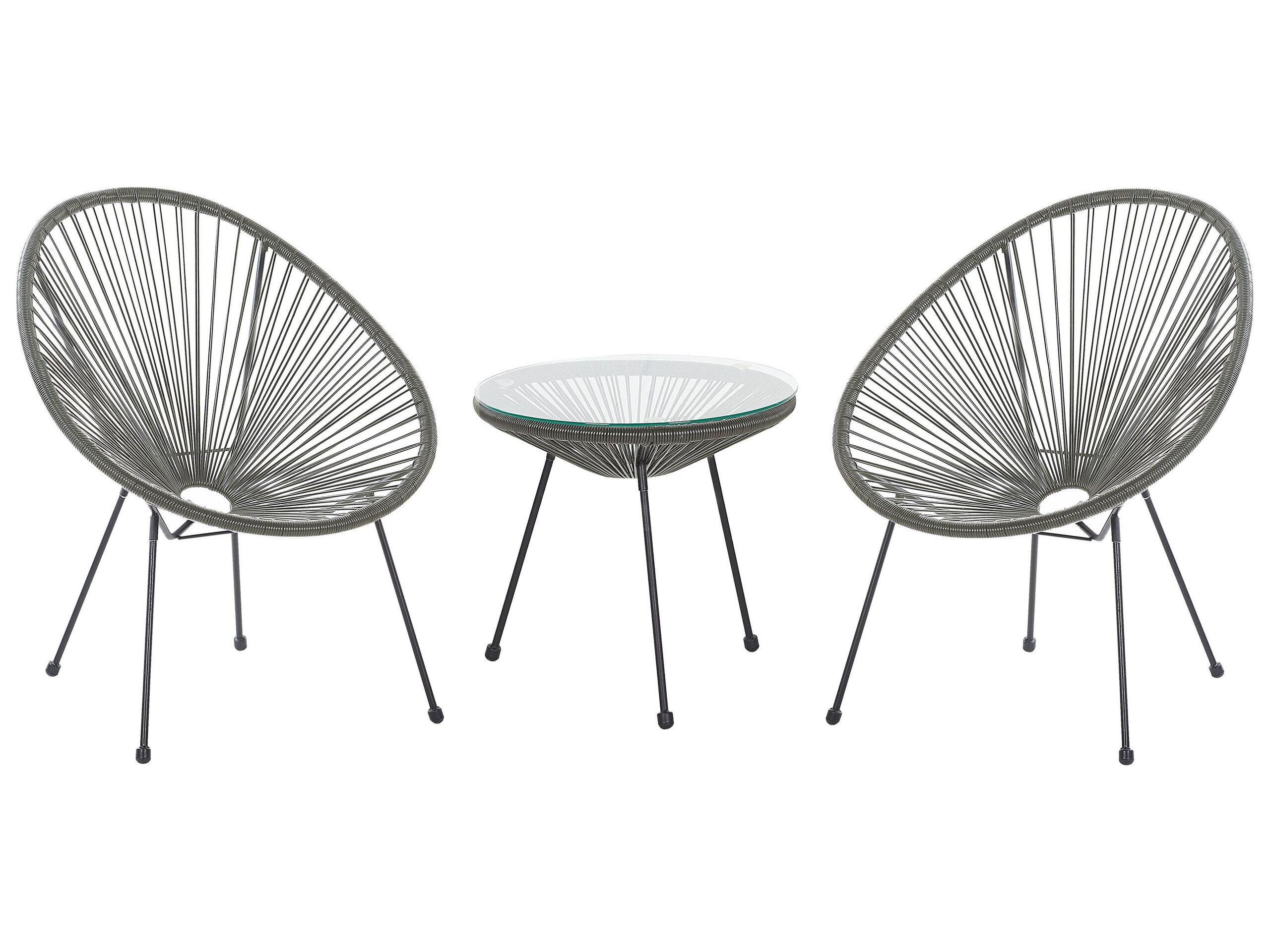 Beliani Bistro Set aus PE Rattan Boho ACAPULCO II  