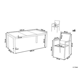 Beliani Ensemble de salle à manger 8 places en Verre de sécurité Industriel GROSSETO  