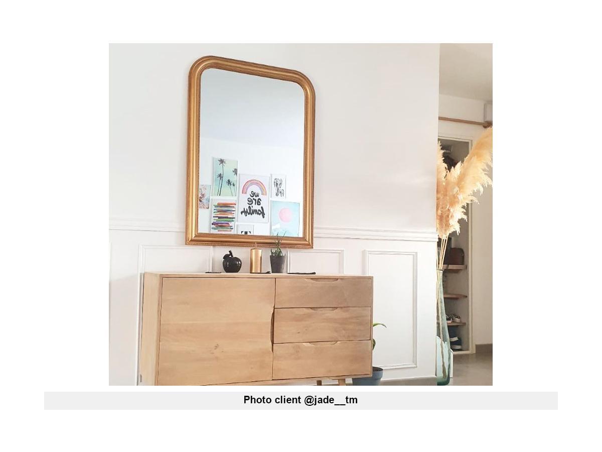 OZAIA Miroir style vintage en bois de paulownia HELOISE Doré effet laiton  