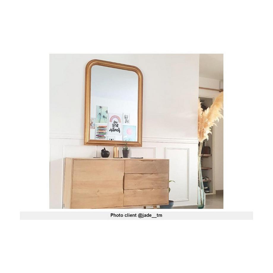 OZAIA Miroir style vintage en bois de paulownia HELOISE Doré effet laiton  
