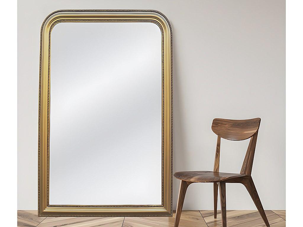 OZAIA Miroir style vintage en bois de paulownia HELOISE Doré effet laiton  