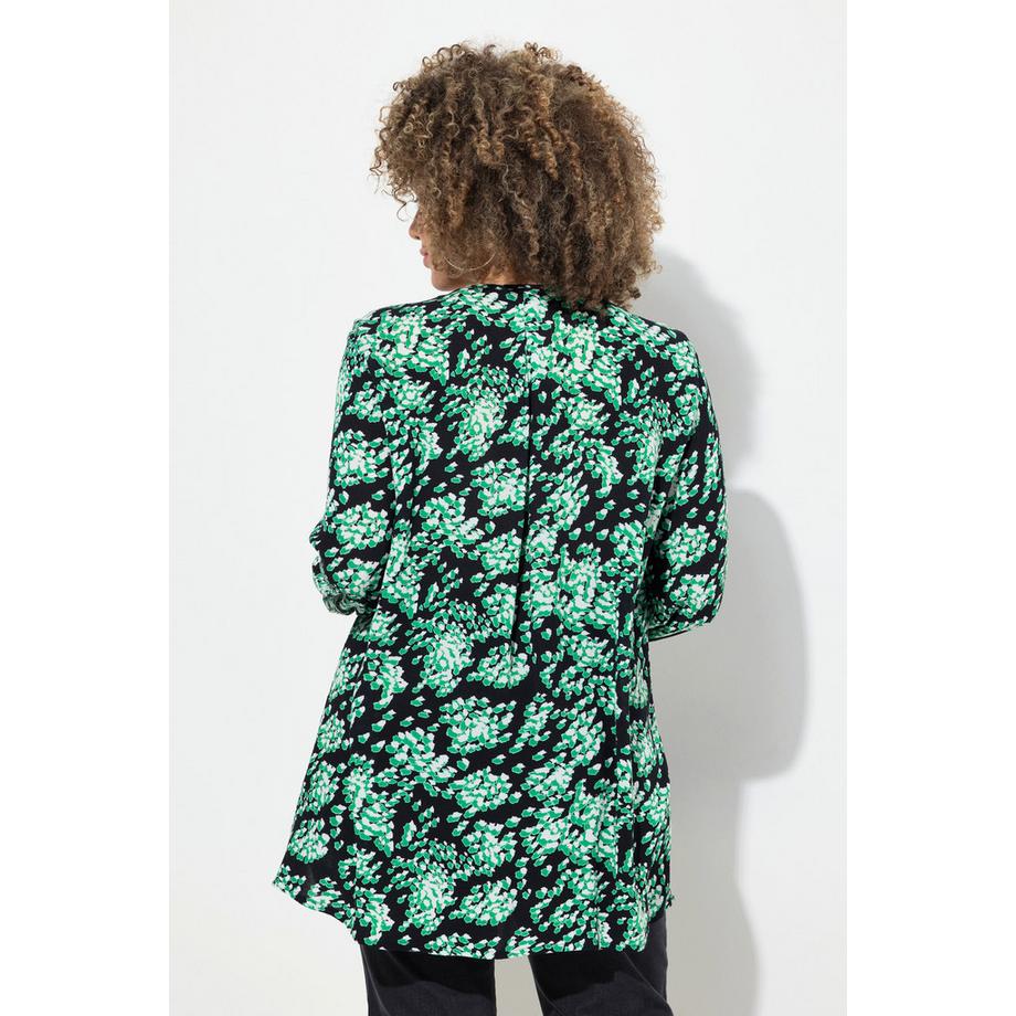 Ulla Popken Smokbluse Allover-Druck A-Linie Rundhals  