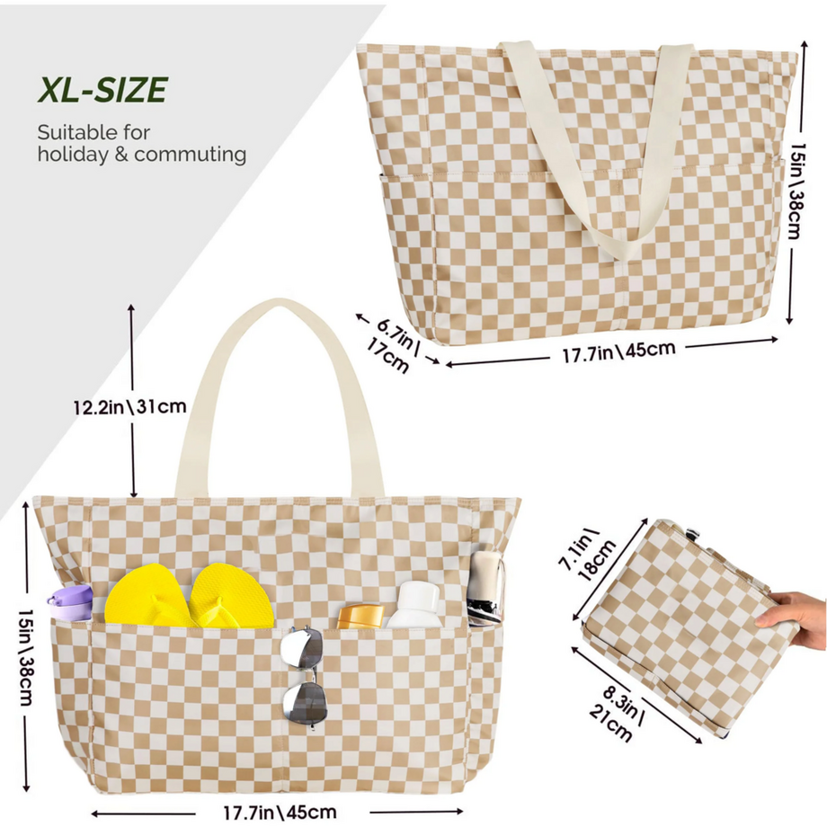 Only-bags.store Grosse Strandtasche mit Reissverschluss wasserdicht Family Beach  
