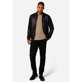 RICANO  Veste en cuir pour homme Lalo, style bomber avec col montant 