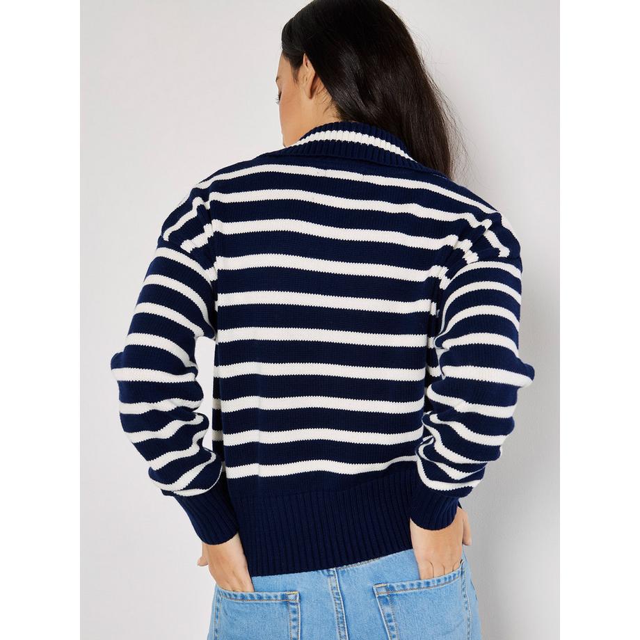 APRICOT Maglione a righe con mezza cerniera  
