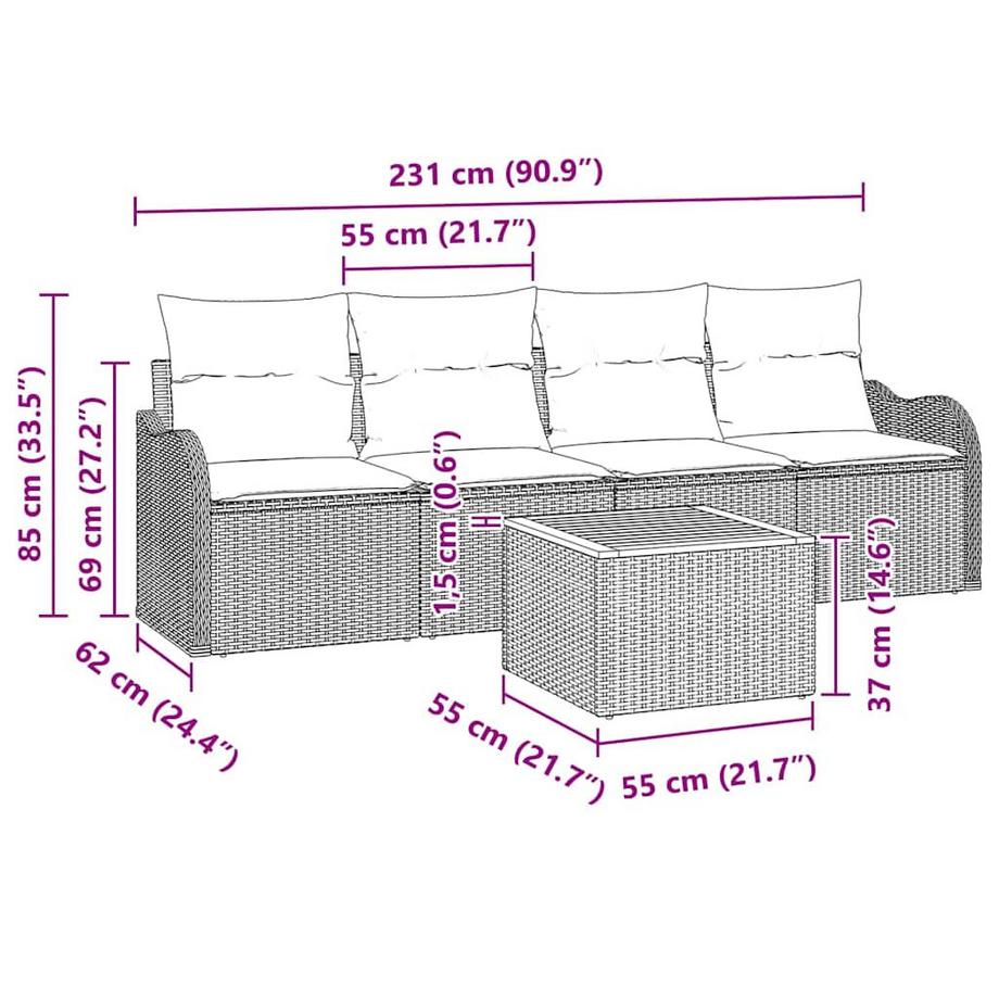 VidaXL Divano modulare Polyrattan  