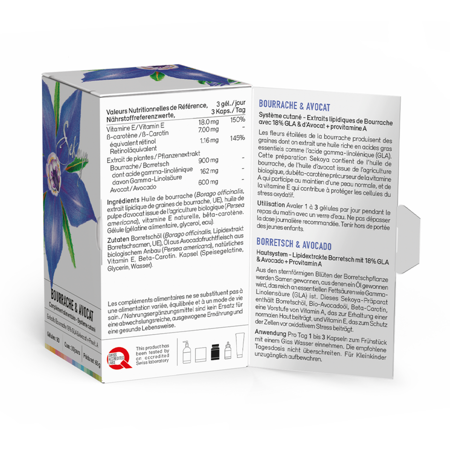 Sekoya Swiss  Borretsch & Avocado | Trockene Haut & Ekzeme 