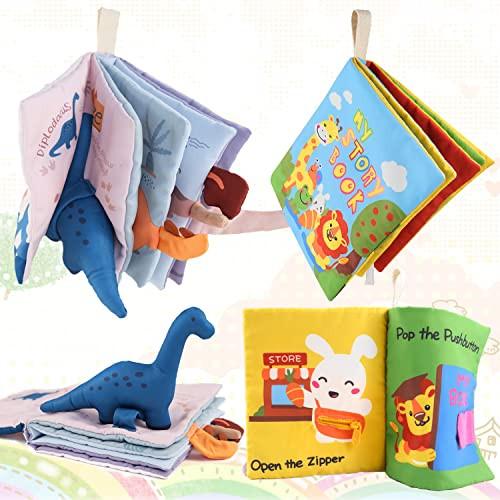 Activity-board  Jouets pour bébé, 2 livres interactifs en 3D pour bébé, livres en tissu doux, livres d'activités, jouets 